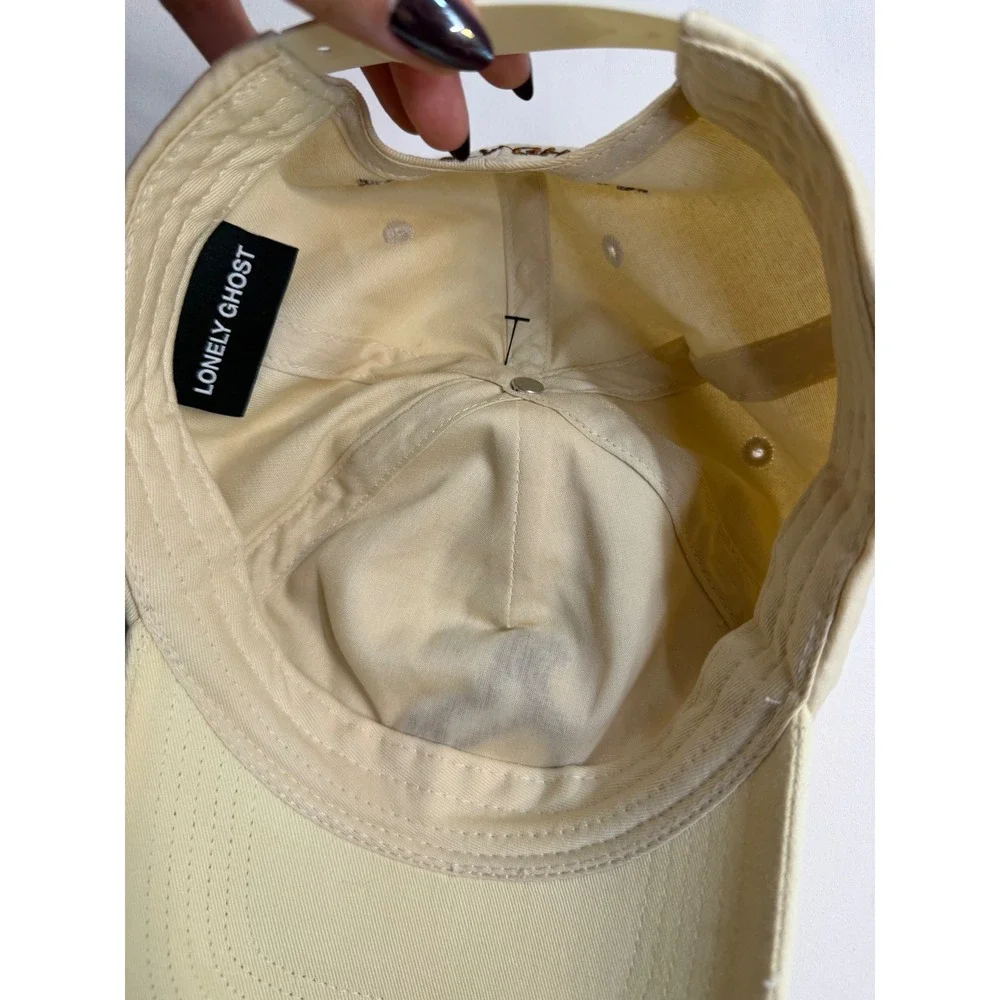 Lonely Ghost Rearing Horse Logo Snapback Hat Cream Tan One Size Streetwear Cap